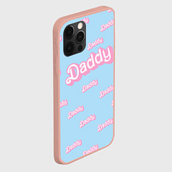 Чехол для iPhone 12 Pro Max Папочка надпись в стиле Барби: паттерн голубой, цвет: 3D-светло-розовый — фото 2