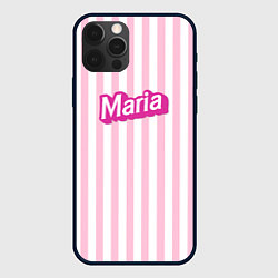 Чехол iPhone 12 Pro Max Имя Мария в стиле Барби: розовая полоска