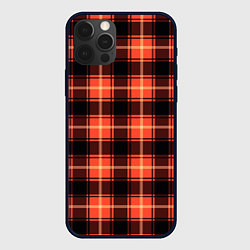 Чехол для iPhone 12 Pro Max Шотландка чёрно-коралловый, цвет: 3D-черный