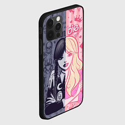 Чехол для iPhone 12 Pro Max Барби и Уэнсдей - мои две личности: в стиле тату, цвет: 3D-черный — фото 2