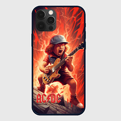 Чехол для iPhone 12 Pro Max ACDC fire rock, цвет: 3D-черный