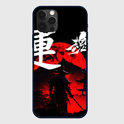 Чехол iPhone 12 Pro Max Японский самурай и красная луна