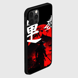 Чехол для iPhone 12 Pro Max Японский самурай и красная луна, цвет: 3D-черный — фото 2