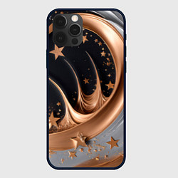 Чехол для iPhone 12 Pro Max Звезды и месяц на черном, цвет: 3D-черный