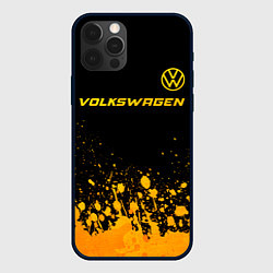 Чехол для iPhone 12 Pro Max Volkswagen - gold gradient: символ сверху, цвет: 3D-черный