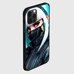 Чехол для iPhone 12 Pro Max Крутая чувиха в маске - киберпанк, цвет: 3D-черный — фото 2