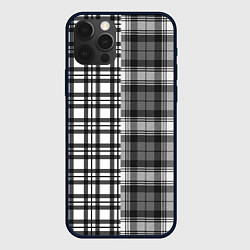 Чехол для iPhone 12 Pro Max Черно-белый паттерн клетка, цвет: 3D-черный