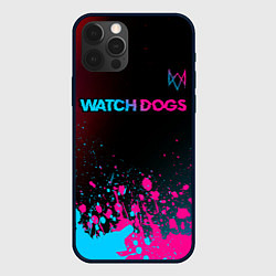 Чехол iPhone 12 Pro Max Watch Dogs - neon gradient: символ сверху