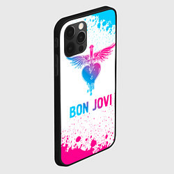 Чехол для iPhone 12 Pro Max Bon Jovi neon gradient style, цвет: 3D-черный — фото 2