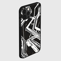 Чехол для iPhone 12 Pro Max Белые полосы на чёрном фоне, цвет: 3D-черный — фото 2