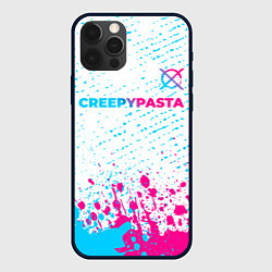 Чехол iPhone 12 Pro Max CreepyPasta neon gradient style: символ сверху