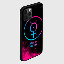 Чехол для iPhone 12 Pro Max Marilyn Manson - neon gradient, цвет: 3D-черный — фото 2