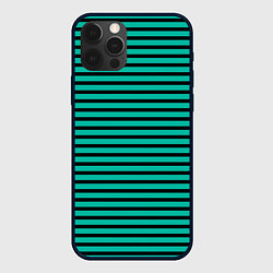 Чехол для iPhone 12 Pro Max Зелёный в чёрную полоску, цвет: 3D-черный