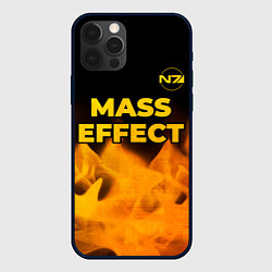 Чехол для iPhone 12 Pro Max Mass Effect - gold gradient: символ сверху, цвет: 3D-черный