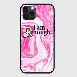 Чехол для iPhone 12 Pro Max I am kenough - розовые разводы краски, цвет: 3D-черный