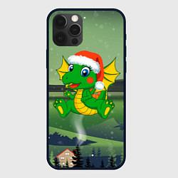 Чехол для iPhone 12 Pro Max Зеленый дракончик 2024, цвет: 3D-черный