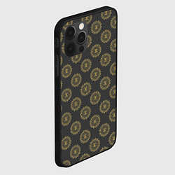 Чехол для iPhone 12 Pro Max Паттерн глаз и абстрактные лучи золотого цвета, цвет: 3D-черный — фото 2