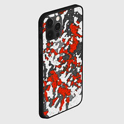 Чехол для iPhone 12 Pro Max Абстракция серо-красная, цвет: 3D-черный — фото 2