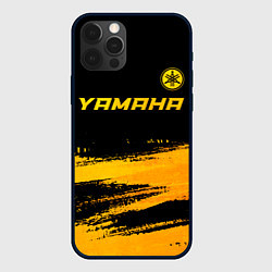 Чехол для iPhone 12 Pro Max Yamaha - gold gradient: символ сверху, цвет: 3D-черный