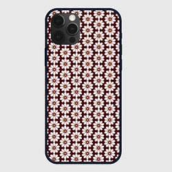 Чехол для iPhone 12 Pro Max Белые ромашки на бордовом, цвет: 3D-черный