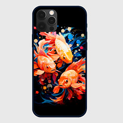 Чехол для iPhone 12 Pro Max Золотые бойцовые рыбки, цвет: 3D-черный
