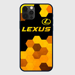 Чехол для iPhone 12 Pro Max Lexus - gold gradient: символ сверху, цвет: 3D-черный