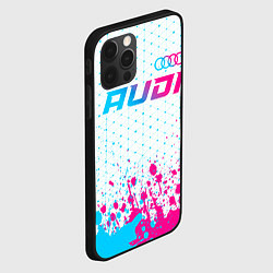 Чехол для iPhone 12 Pro Max Audi neon gradient style: символ сверху, цвет: 3D-черный — фото 2