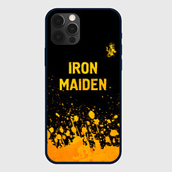 Чехол для iPhone 12 Pro Max Iron Maiden - gold gradient: символ сверху, цвет: 3D-черный