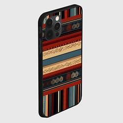 Чехол для iPhone 12 Pro Max Этнический принт в полоску, цвет: 3D-черный — фото 2
