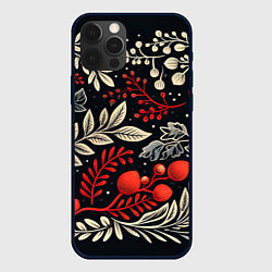 Чехол iPhone 12 Pro Max Новогодние узоры и рябина