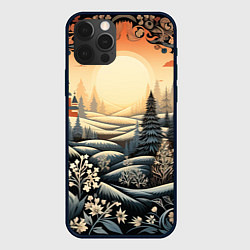 Чехол для iPhone 12 Pro Max Зимний предновогодний пейзаж, цвет: 3D-черный
