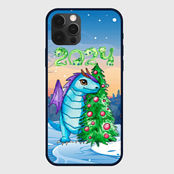 Чехол для iPhone 12 Pro Max Дракон у елки 2024, цвет: 3D-черный