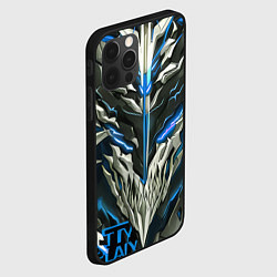 Чехол для iPhone 12 Pro Max Синий неоновый кибер демон, цвет: 3D-черный — фото 2