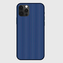 Чехол для iPhone 12 Pro Max Строгий синий в полоску, цвет: 3D-черный