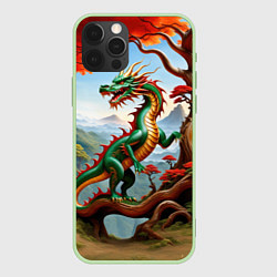 Чехол iPhone 12 Pro Max Зеленый деревянный дракон