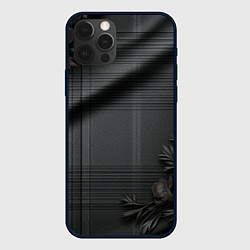 Чехол iPhone 12 Pro Max Серо-черная шотландская клетка и цветы