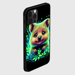 Чехол для iPhone 12 Pro Max Улыбающийся квокка в неоновых листиках, цвет: 3D-черный — фото 2