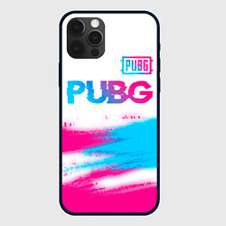 Чехол для iPhone 12 Pro Max PUBG neon gradient style посередине, цвет: 3D-черный