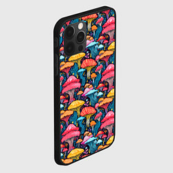 Чехол для iPhone 12 Pro Max Разноцветные грибы причудливый паттерн, цвет: 3D-черный — фото 2