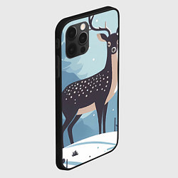 Чехол для iPhone 12 Pro Max Зимняя сказка олень в лесу, цвет: 3D-черный — фото 2