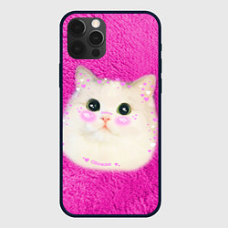 Чехол для iPhone 12 Pro Max Кот мем в сердечках, цвет: 3D-черный