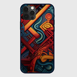Чехол для iPhone 12 Pro Max Абстрактный узор в этническом стиле, цвет: 3D-черный