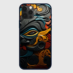 Чехол для iPhone 12 Pro Max Абстракция в этническом стиле, цвет: 3D-черный