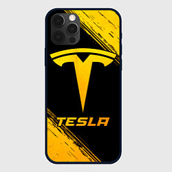 Чехол iPhone 12 Pro Max Tesla - gold gradient