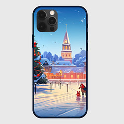 Чехол для iPhone 12 Pro Max Новогодняя площадь, цвет: 3D-черный