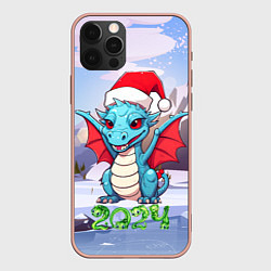Чехол для iPhone 12 Pro Max Символ года дракон 2024, цвет: 3D-светло-розовый