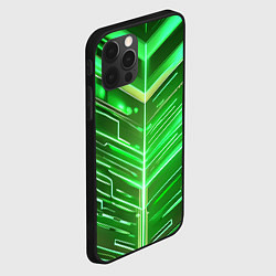 Чехол для iPhone 12 Pro Max Зелёные неон полосы киберпанк, цвет: 3D-черный — фото 2