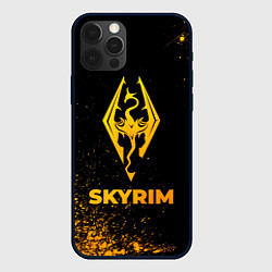 Чехол iPhone 12 Pro Max Skyrim - gold gradient