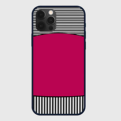 Чехол для iPhone 12 Pro Max Узор из красного и черно-белых полос, цвет: 3D-черный