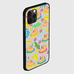 Чехол для iPhone 12 Pro Max Семья капибар на отдыхе, цвет: 3D-черный — фото 2